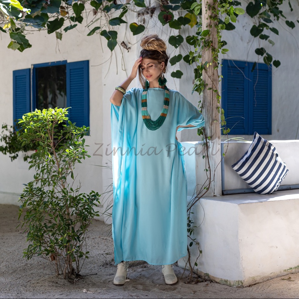 Rosa Dress Kaftan Printed Women Beach Coverups Boho Abaya Gown Festival Dress